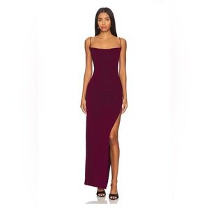 Elegant Burgundy Maxi Dress with Slit